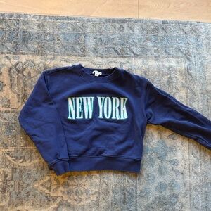 Crewcuts blue with green and white embroidered “New York” Sweatshirt